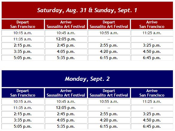 sausalito-art-festival-timetables-2019